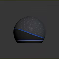 Modern Spherical Smart Speaker With Gray Mesh Surface Blue Light Ring And Yellow Cartoon Logo