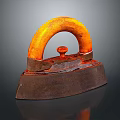 Vintage Iron With Wooden Handle And Metal Base For Household Use