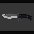 Sharp Serrated Blade Knife With Black Ergonomic Handle And Metal Rivets