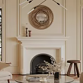 Elegant Living Room Interior With Beige Sofa Armchairs Fireplace And Chandelier