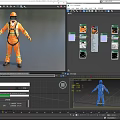 Firefighting Equipment Featuring Orange Suit With Reflective Strips And Safety Harness
