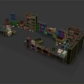 Wooden Furniture Components Collection With Bookshelves Cabinets Drawers And Storage Units