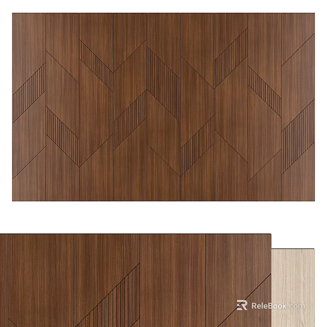 Elegant Wooden Upholstered Panel with Geometric Pattern and Textured Surface for Wall Decoration 3d model