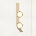 Modern Double Globe Wall Lamp With White Shades And Gold Metal Frame Design