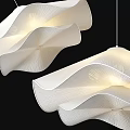 Modern White Wavy Pendant Lights with Layered Fabric Shades and Soft Illuminated Glow