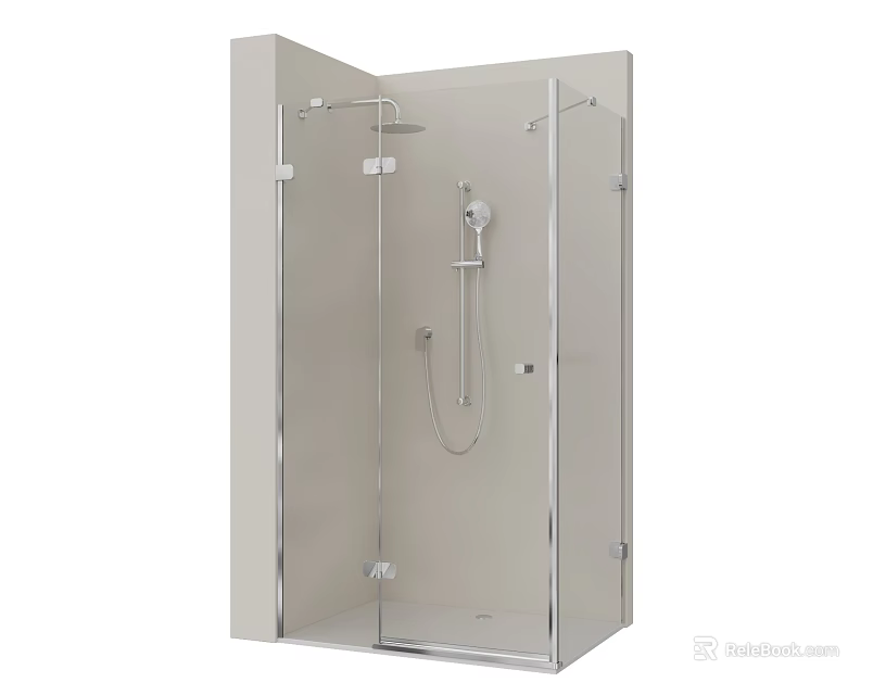 Modern Shower Sauna Enclosure Design With Glass Door Metal Frame And Handheld Shower 3d model 