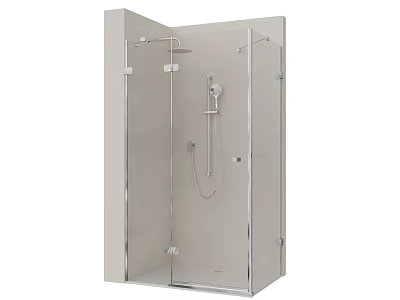 Modern Shower Sauna Enclosure Design With Glass Door Metal Frame And Handheld Shower 3d model