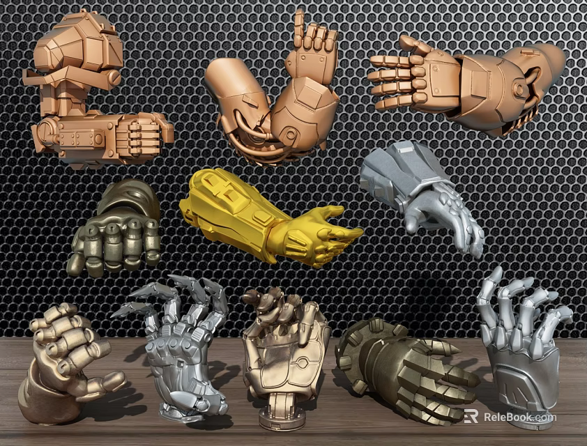 Smart Machine Robotic Hands With Various Designs And Metallic Finishes 3d model 