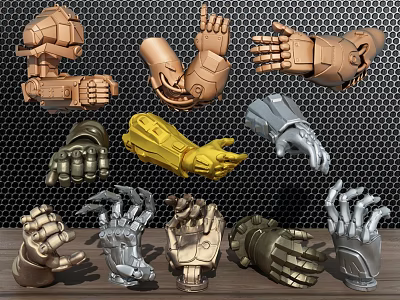 Smart Machine Robotic Hands With Various Designs And Metallic Finishes 3d model