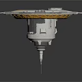 Futuristic Space Station Structure With Circular Design Multi Layer Platform Solar Panels And Support Base