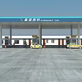 TARSOURCE FUEL Modern Gas Station Canopy With Fuel Pumps And Vehicles