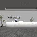 Modern company front desk background wall reception area bar desk reception desk hall simple lobby 3d model