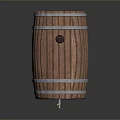 Wooden Storage Barrel With Metal Hoops Tap And Stand For Home Use