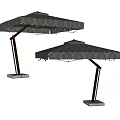 Outdoor Retractable Awning With Patterned Canopy Sturdy Metal Frame And Square Base 3d model