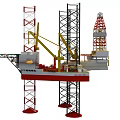 Heavy Industrial Equipment On Offshore Drilling Platform With Tall Towers And Cranes