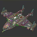 Futuristic Metallic Spaceship 3D Model With Multiple Wings And Weapon Systems 3d model