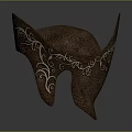 Decorative Brown Hat With Golden Curly Patterns And Traditional Design