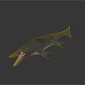 Blue Aquatic Animal With Long Snout Flippers And Open Mouth