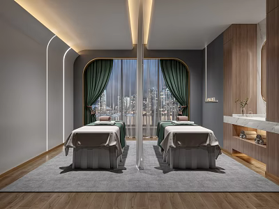 Luxury SPA Room With City View And Comfortable Beds 3d model