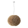 Natural Spherical Woven Straw Pendant Lights in Brown for Rustic Home Decor