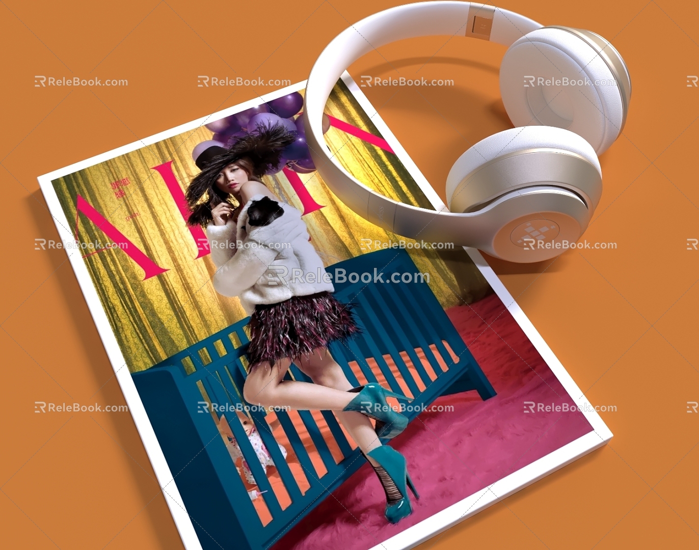 Music Album Huang Liling Poster Alin Headphones Record Books Magazine 3d model