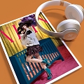 Music Album Huang Liling Poster Alin Headphones Record Books Magazine 3d model