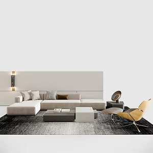Sofa leisure chair coffee table combination 3d model