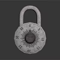 Vintage Gray Door Handle With Round Combination Lock Dial And Numbered Scale 3d model