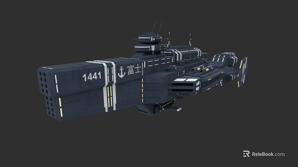 Modern Warship Model With Hull Number 1441 And Multiple Weapon Systems 3d model