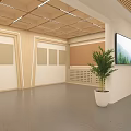 Modern Indoor Space Featuring Chinese Calligraphy Wall And White Display Panel 3d model