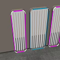 Modern Decorative Wall Grilles With Pink Blue Frames And Vertical Slats