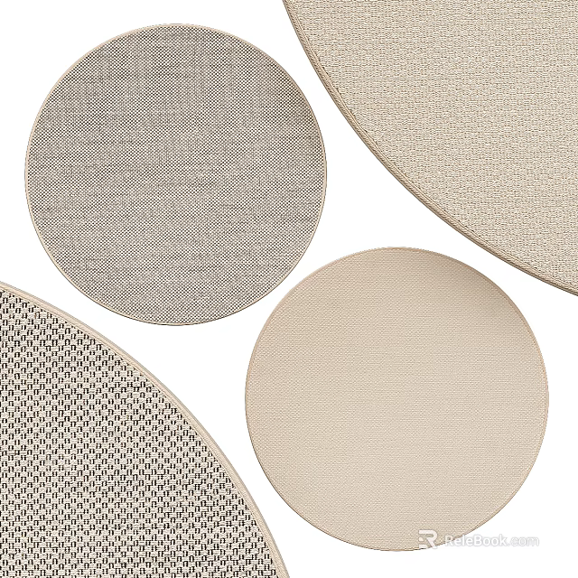 Soft Woven Round Rugs In Neutral Tones With Textured Patterns For Home Decor 3d model 