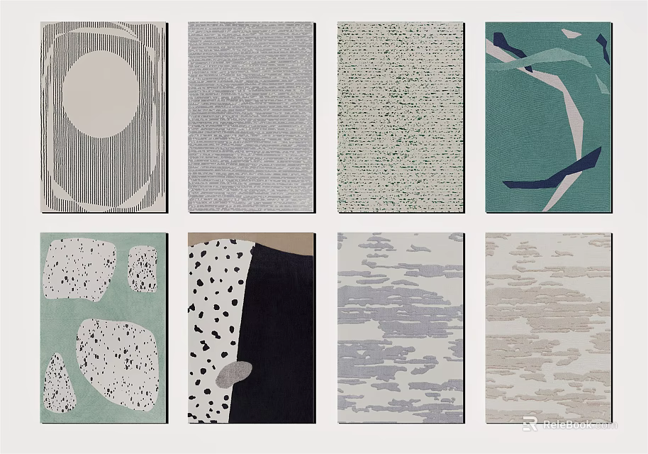 Square Rugs With Various Modern Patterns For Home Decor And Interior Design 3d model