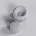 Modern White Leather Single Sofa With Round Stool In Minimalist Design 3d model