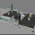 Industrial CNC Router Machines Including 1325 Model With Control Panels 3d model