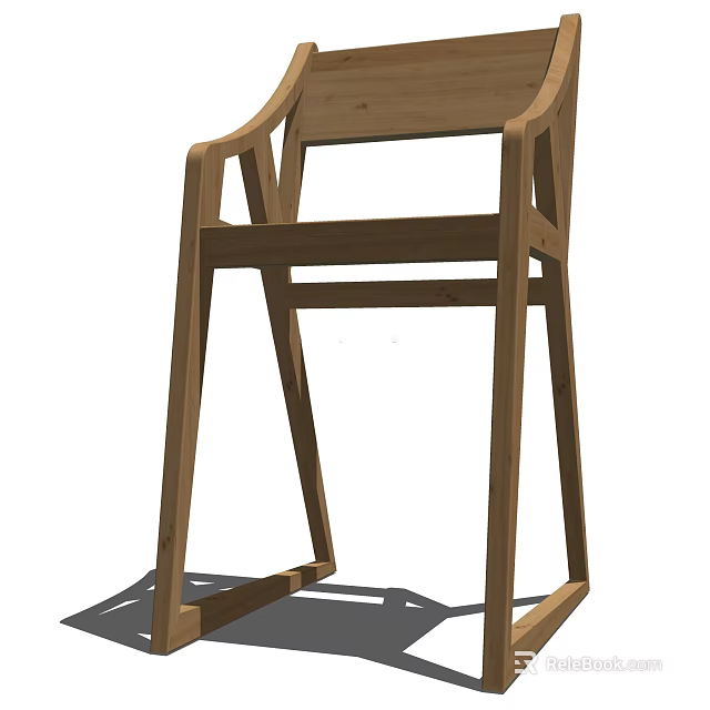 Wooden Leisure Chair With Simple Design And Comfortable Armrest For Home Living Room 3d model 