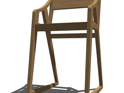Wooden Leisure Chair With Simple Design And Comfortable Armrest For Home Living Room 3d model