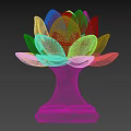 Decorative Illuminated Lotus Lantern With Green Ceramic Base And Orange Glowing Petals