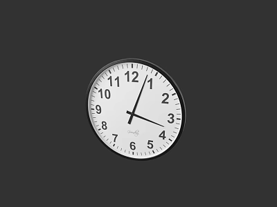 Classic Round Wall Clock With White Dial Black Numbers And Metal Frame 3d model