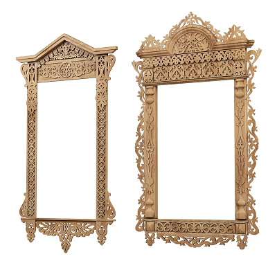 Wooden Picture Frames With Intricate Ornate Carved Patterns And Traditional Design 3d model