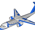 Sleek White and Blue Passenger Plane With Two Engines Wings and Tail