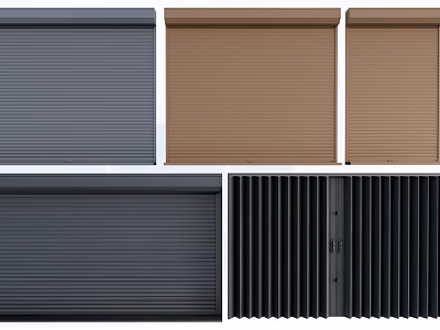 Modern Roller Shutters In Gray Brown And Black With Slatted Design Styles 3d model