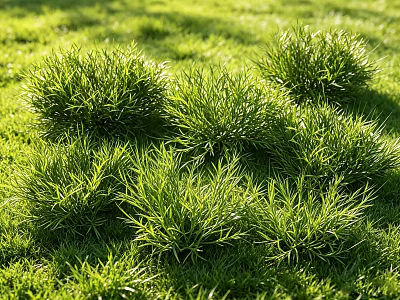 Lush Green Grass Plants Thriving In Sunlit Garden With Fresh Vibrant Foliage 3d model