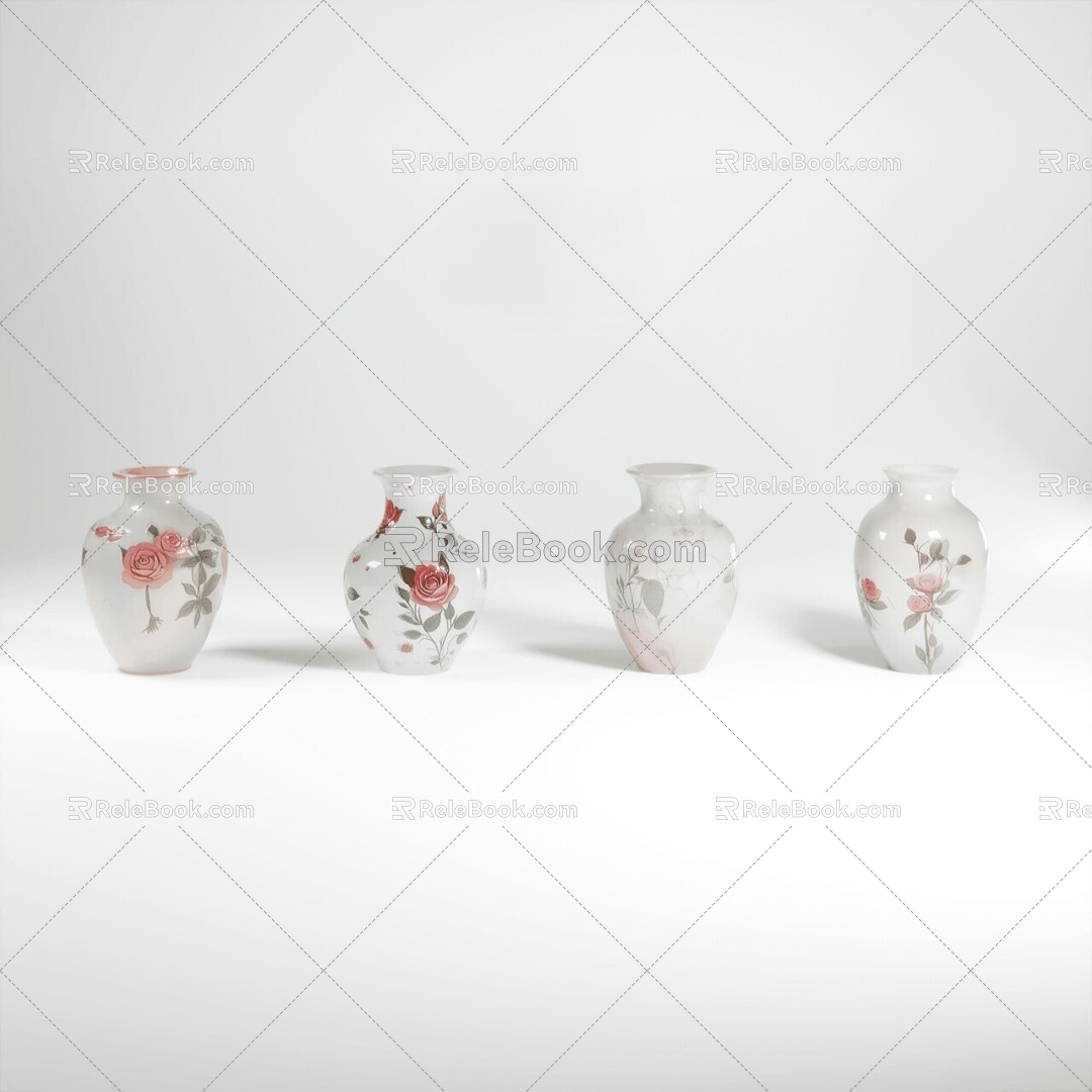 Modern vase porcelain combination 3d model