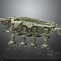 Futuristic Character and Alien Creature with Multi Legged Mechanical Walker Vehicle 3d model