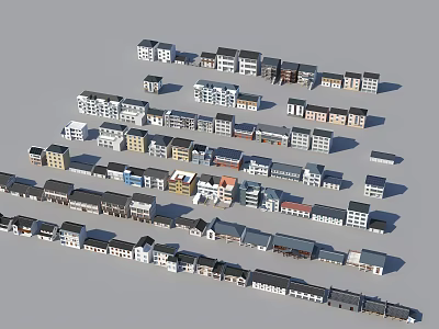 Rural Self Built Houses Featuring Different Architectural Styles And Roof Designs 3d model