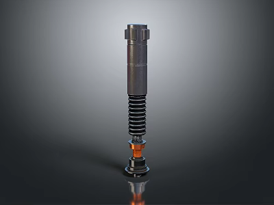 Tactical Black Cylindrical Weapon With Spring Mechanism And Orange Base Section 3d model