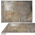 Vintage Square Rug With Distressed Gray Beige Brown Abstract Textured Design
