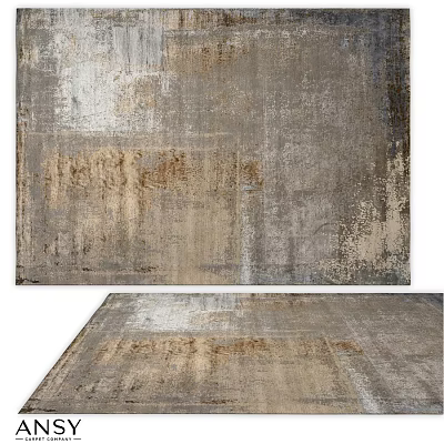 Vintage Square Rug With Distressed Gray Beige Brown Abstract Textured Design 3d model