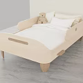 Minimalist Natural Solid Wood Toddler Bed With Safety Guardrails For Warm Bright Lovely Kids Bedroom